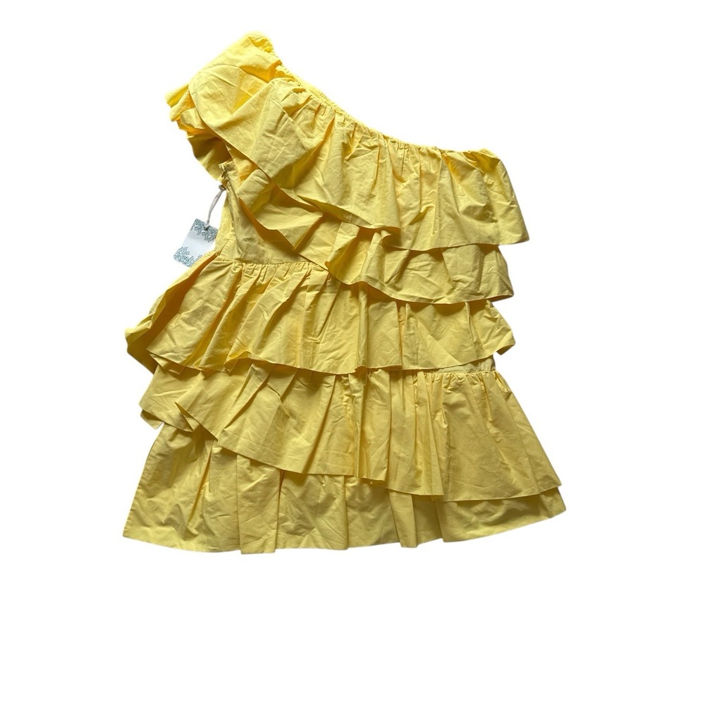 One-Shoulder Yellow Ruffle Mini Dress - Picture 6 of 6